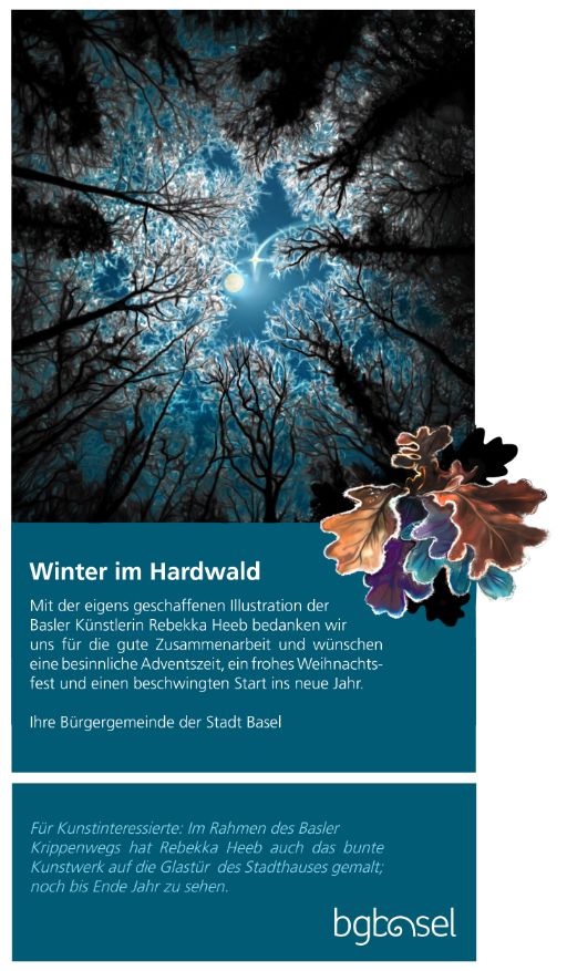 Weihnachtsgruss mit Hardwald-Illustration von Rebekka Heeb